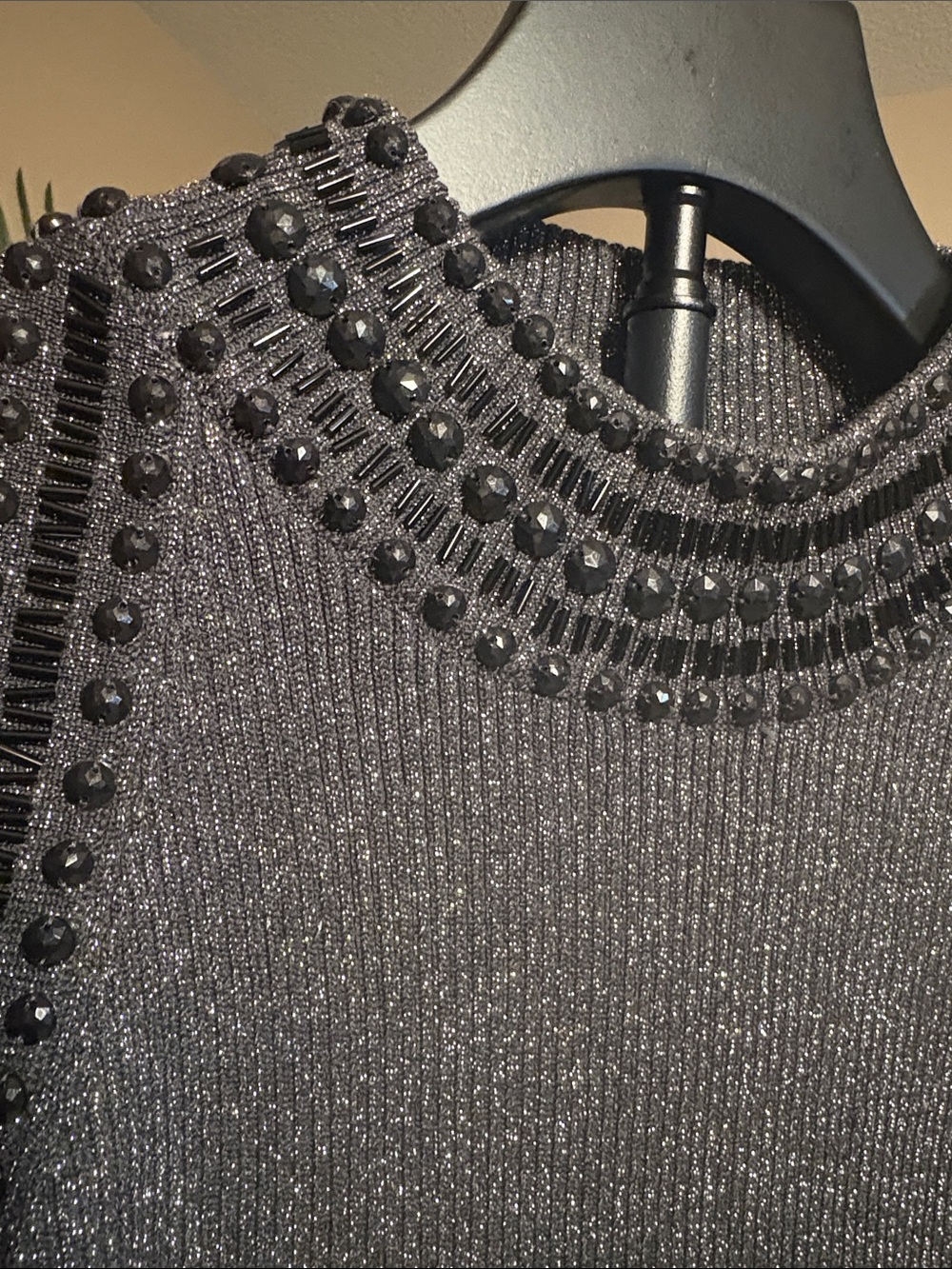 Grace Elements Sparkle Beaded Mock Neck Tank - Black - Picture 3 of 5